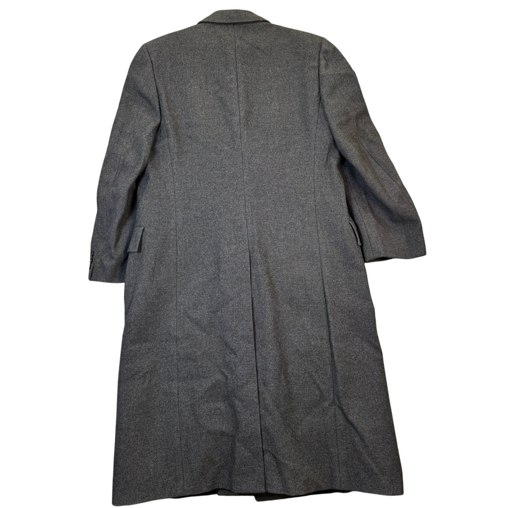 Vintage Bloomingdales E Thomas Mens 42L Charcoal Grey Wool Overcoat Heavy Casual - Picture 2 of 9